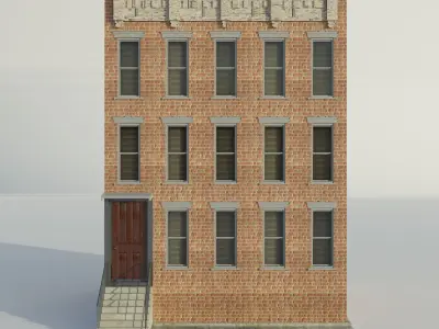 Building brick with stairs and windows 3D model