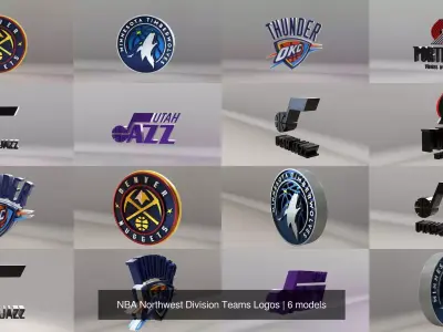 NBA Northwest Division Teams Logos 3D Model Pack