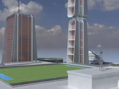 Futuristic Modular City Day and Night Versions 3D model