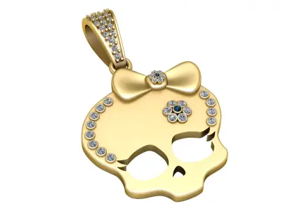 FEMALE SKULL DIAMOND PENDAN T3D PRINTABLE MODEL  3D print model