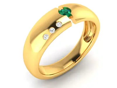 Solitaire Engagement Wedding Ring 3D print model 6