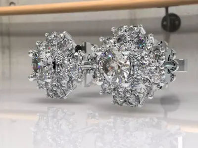 Timothes Diamond Earing 3D JewelryModel Printable 3D ER3 3D print model