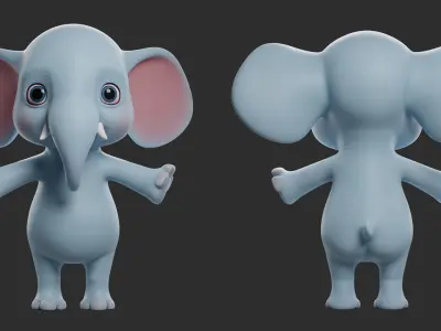 Elephant Cartoon Low-poly 3D model