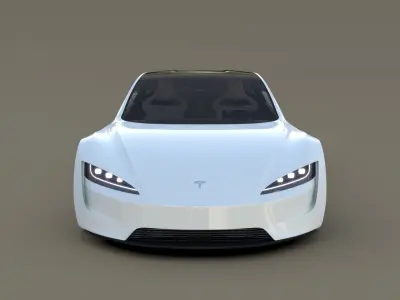 Tesla Roadster 2020 White with interior and chassis 3D model