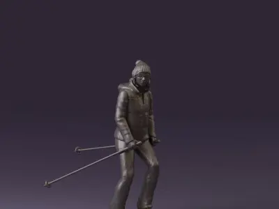 woman in skisuit on skies 1101 3D Print Ready 3D print model