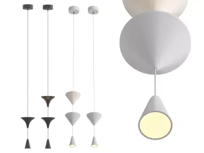 Cone Industrial Fixtures Black White Pendant Lighting 3D model