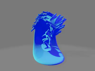 Surfer on Frozen Wave Sculpture 3D print model