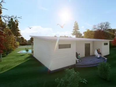 Simple Wood 3d and 2d House plan  Low-poly 3D model