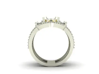 Elegant ring with marquise and pear gemstones 3D print model