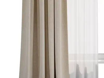 Curtain with rod 50 HBH corona Low-poly 3D model