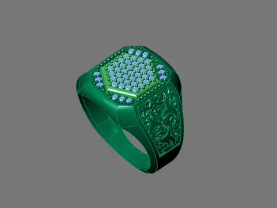 Gents Rings Diamond Men Ring STL 3DM 3D ready print model 3D print model