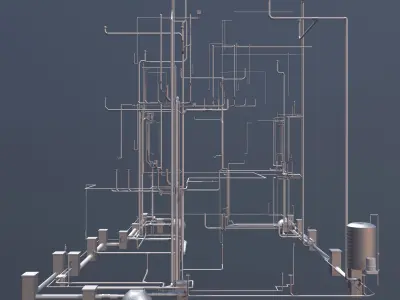 Plumbing piping in building 3D model