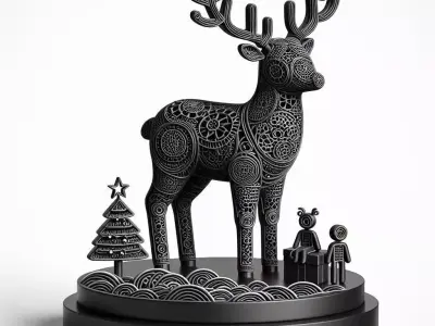 3D Reindeer on Podium Christmas Decoration 3D print model