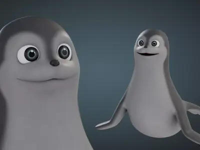 Rigged Cartoon Seal 3D model