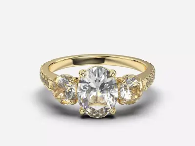 Three Stone diamond Ring 3D print model get
