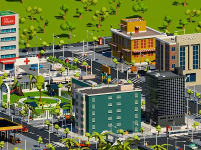 3D Low Poly City pack Low-poly 3D model
