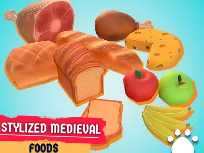 Stylized Medieval - Foods  Low-poly 3D model