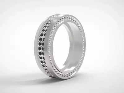 Wedding bands double row with diamonds 3D print model 3D model