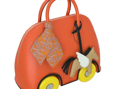 Hermes Mini Bolide Bag On Wheels Orange Low-poly 3D model