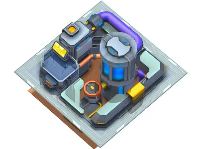 isometrical fuel rig platform station upgrade 3 Low-poly 3D model