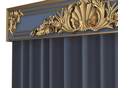 Cornice Classic Curtain 09 Low-poly 3D model