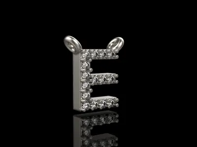 E initial pendant necklace  model 695 3D print model