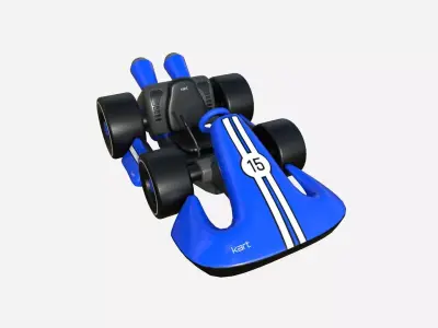 Cartoon Kart D02 Blue - Vehicle Racing Design Low-poly 3D model