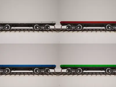 Animated game-ready Flatcar Low-poly 3D model