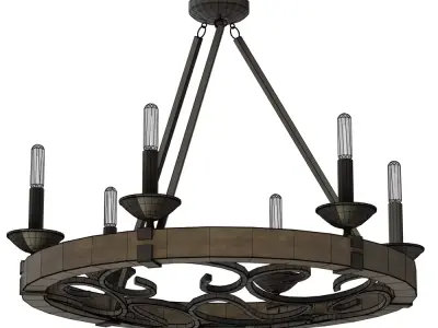 Lincolnville 6-Light Candle-Style Wagon Wheel Chandelier 3D model