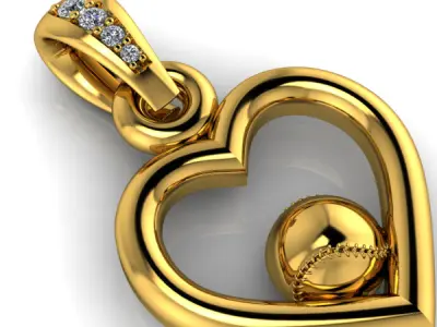 Baseball Heart Pendant Necklace Jewelry 3D print model
