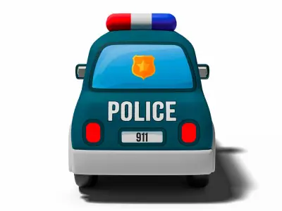 Cartoon Police Car Game Ready Low-poly 3D model