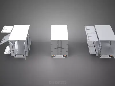 3 COLLECTION FRAME STRUCTURE BOX TRUCK CARGO PICKUP FREIGHT CAR 3D model
