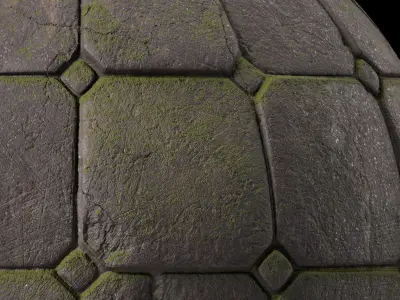 Pavement Materials 78- Brush Rock By Mossy By  Sbsar Pbr Texture