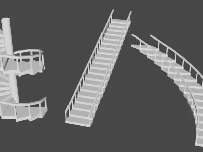 Stairs and staircases - Spiral curved etc - Architecture Set 2 Low-poly 3D model