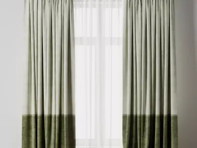 Rod Curtain - Green Curtain 33 HBH Low-poly 3D model