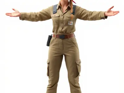 Explorer Character Rigged and Animated with Idle Walking Running Low-poly 3D model