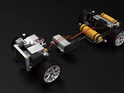 FWD Hydrogen Fuel Cell Car Chassis 3D model