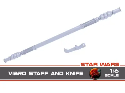 Vibro Staff and knife 1-6 Scale Hottoys  Free 3D print model
