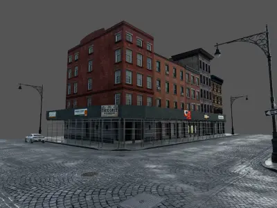NYC SoHo Architecture City Block  Low-poly 3D model