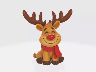 Cute Rudolph Reindeer Christmas Reindeer Holiday Ornament 3D print model