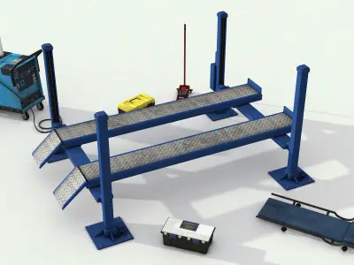 Auto Repair Shop Lowpoly Car Service 3D Models Collection Low-poly 3D model