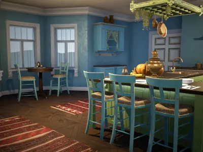 ANTIQUE KITCHEN UNREAL ENGINE 4 Low-poly 3D model