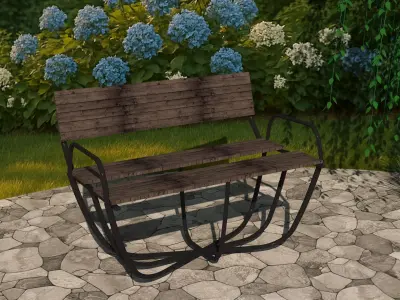 Curved Garden Bench  Free low-poly 3D model