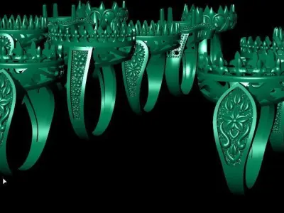 15 Silver ring pack in 5 pattern 3D print model