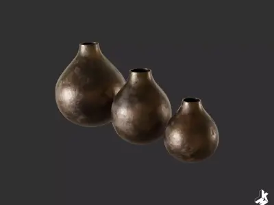 Set of Metal Vases 3D model