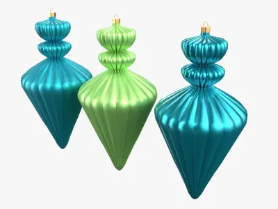 Christmas Tree Ornament Set10 - Turquoise Green  Low-poly 3D model