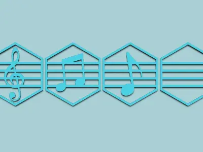Hexagonal Wall Panel A14 Music - Interior Design Decoration 3D print model