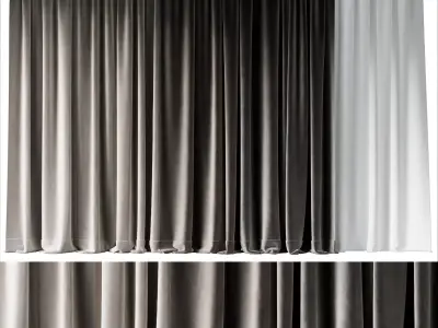 Set of soft brown silk curtains with wrinkles collections 07 HBH Low-poly 3D model