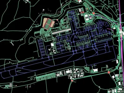 London Gatwick LGW Airport Roads Buildings and Public Transport 3D model