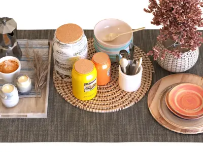 table decoration set 007 Low-poly 3D model